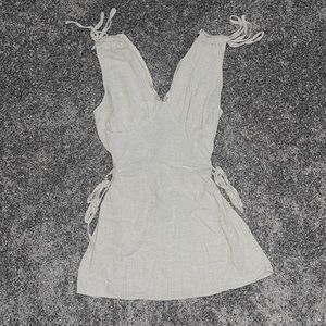 Cream Linen Mini Dress